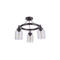 Foxwood 3 Light 22 inch Flat Black with Dark Teak Semi Flush Ceiling Light in Flat Black/Dark Teak - Orvon Lighting