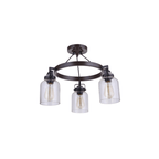 Foxwood 3 Light 22 inch Flat Black with Dark Teak Semi Flush Ceiling Light in Flat Black/Dark Teak - Orvon Lighting