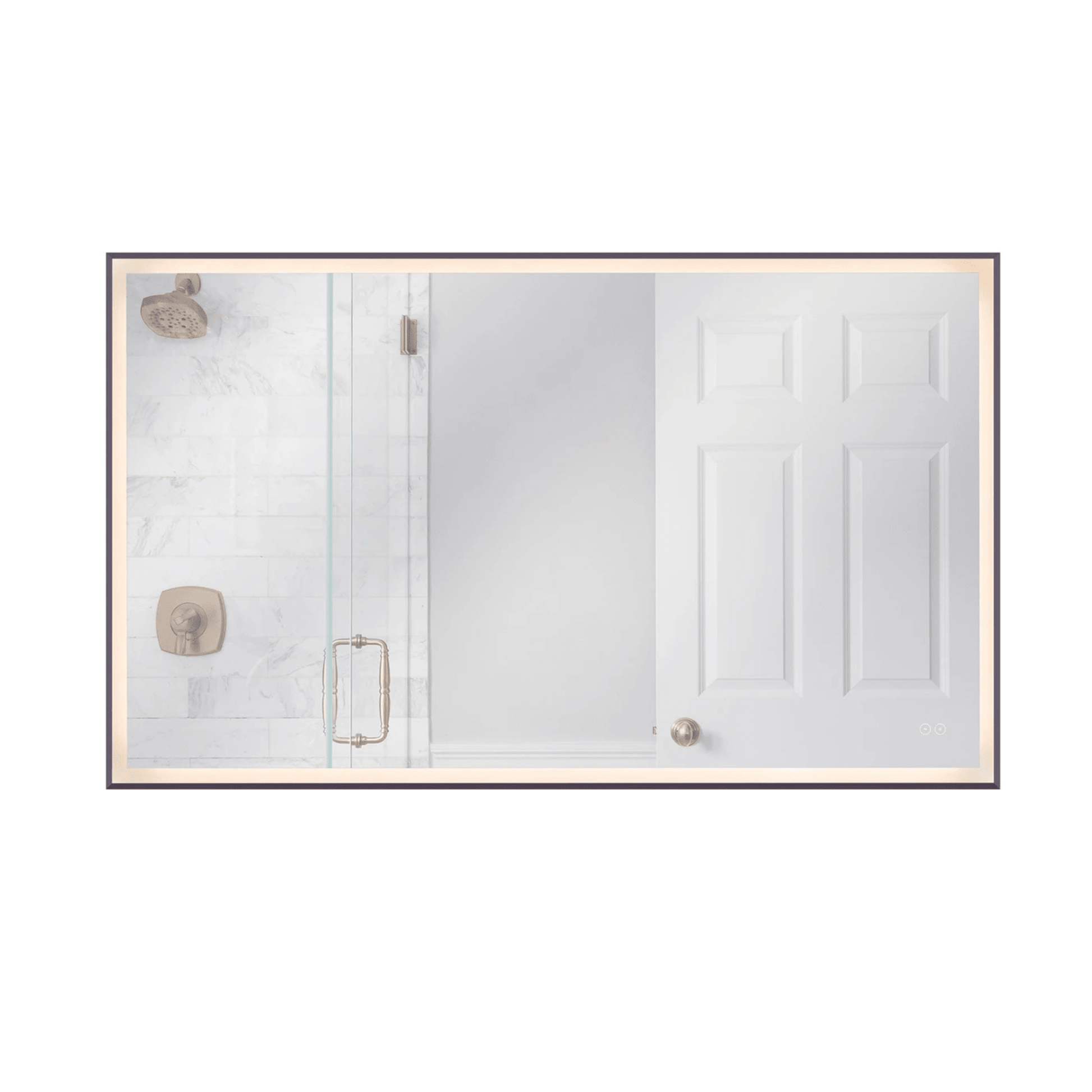 Framed 60 X 36 inch Flat Black LED Mirror, Back Lit - Orvon Lighting