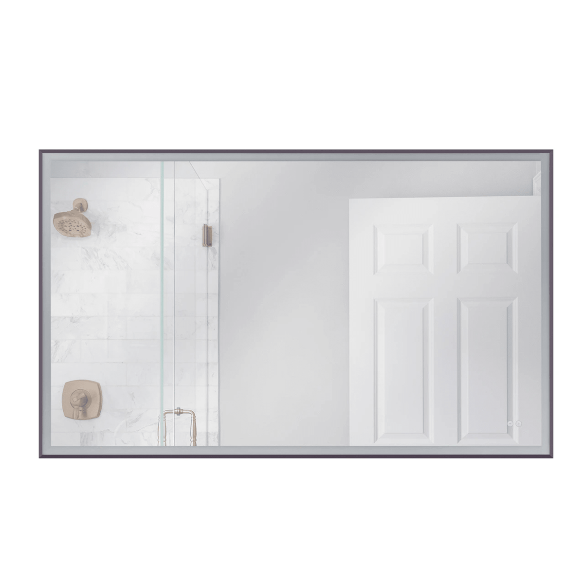 Framed 60 X 36 inch Flat Black LED Mirror, Back Lit - Orvon Lighting