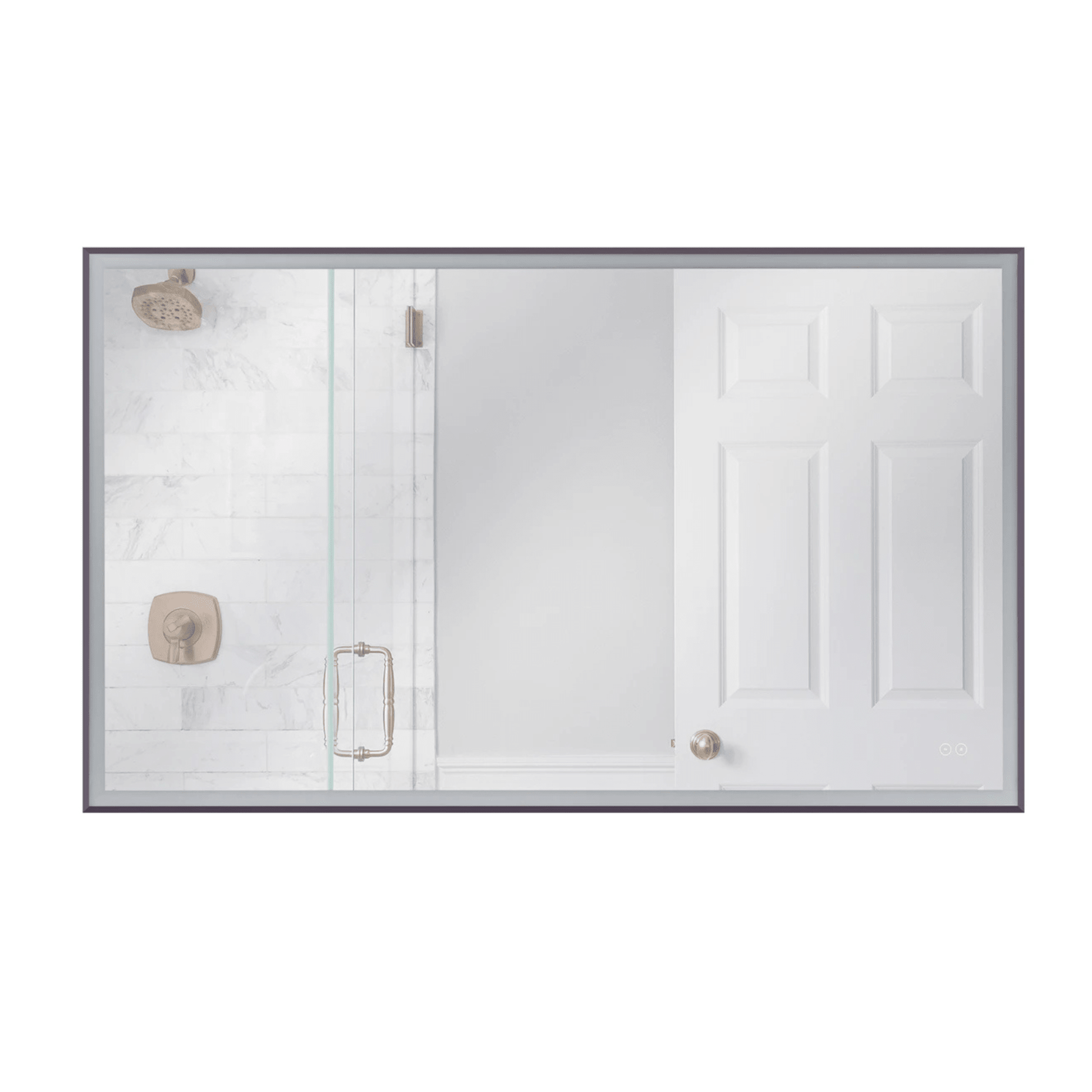 Framed 60 X 36 inch Flat Black LED Mirror, Back Lit - Orvon Lighting