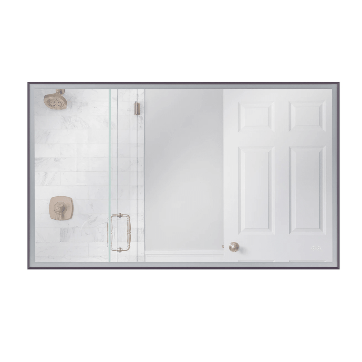 Framed 60 X 36 inch Flat Black LED Mirror, Back Lit - Orvon Lighting