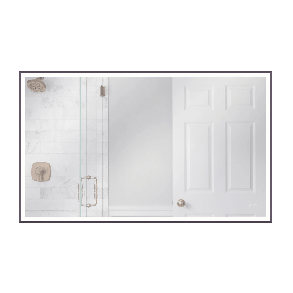 Framed 60 X 36 inch Flat Black LED Mirror, Back Lit - Orvon Lighting