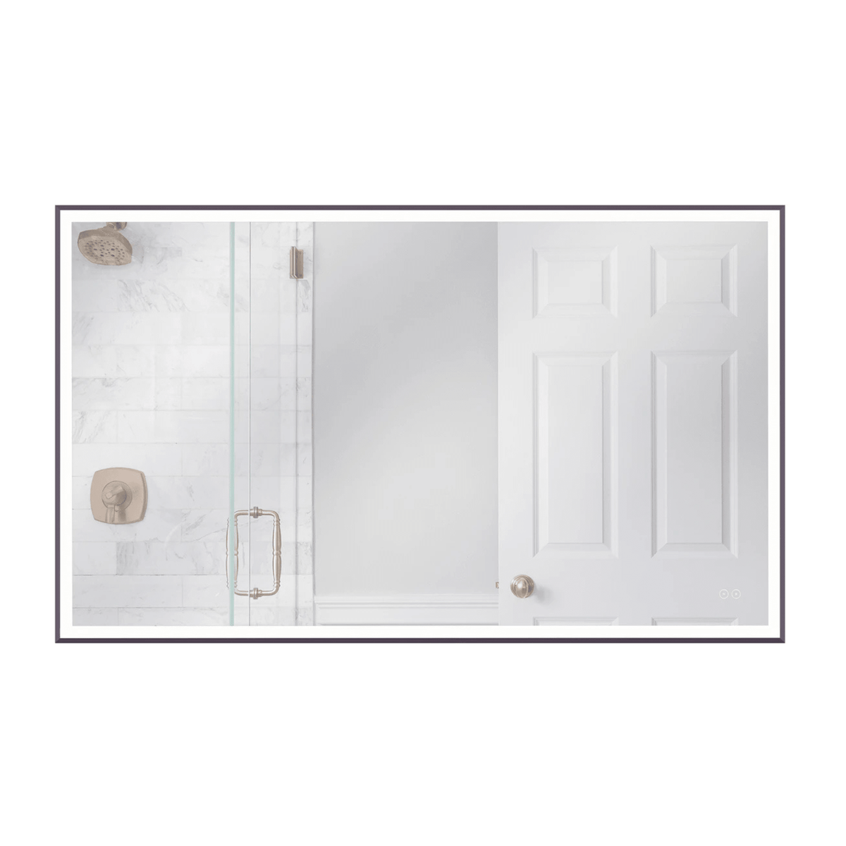 Framed 60 X 36 inch Flat Black LED Mirror, Back Lit - Orvon Lighting