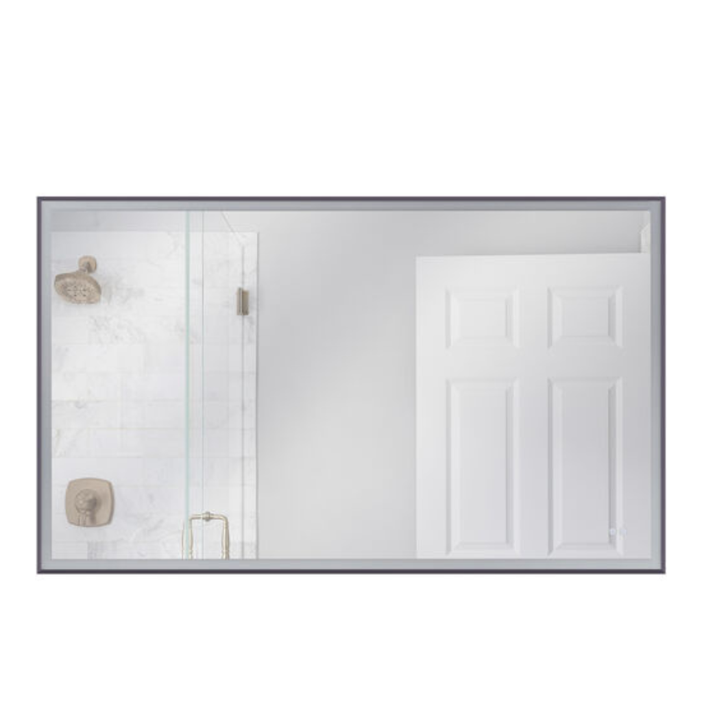 Framed 60 X 36 inch Flat Black LED Mirror, Back Lit - Orvon Lighting