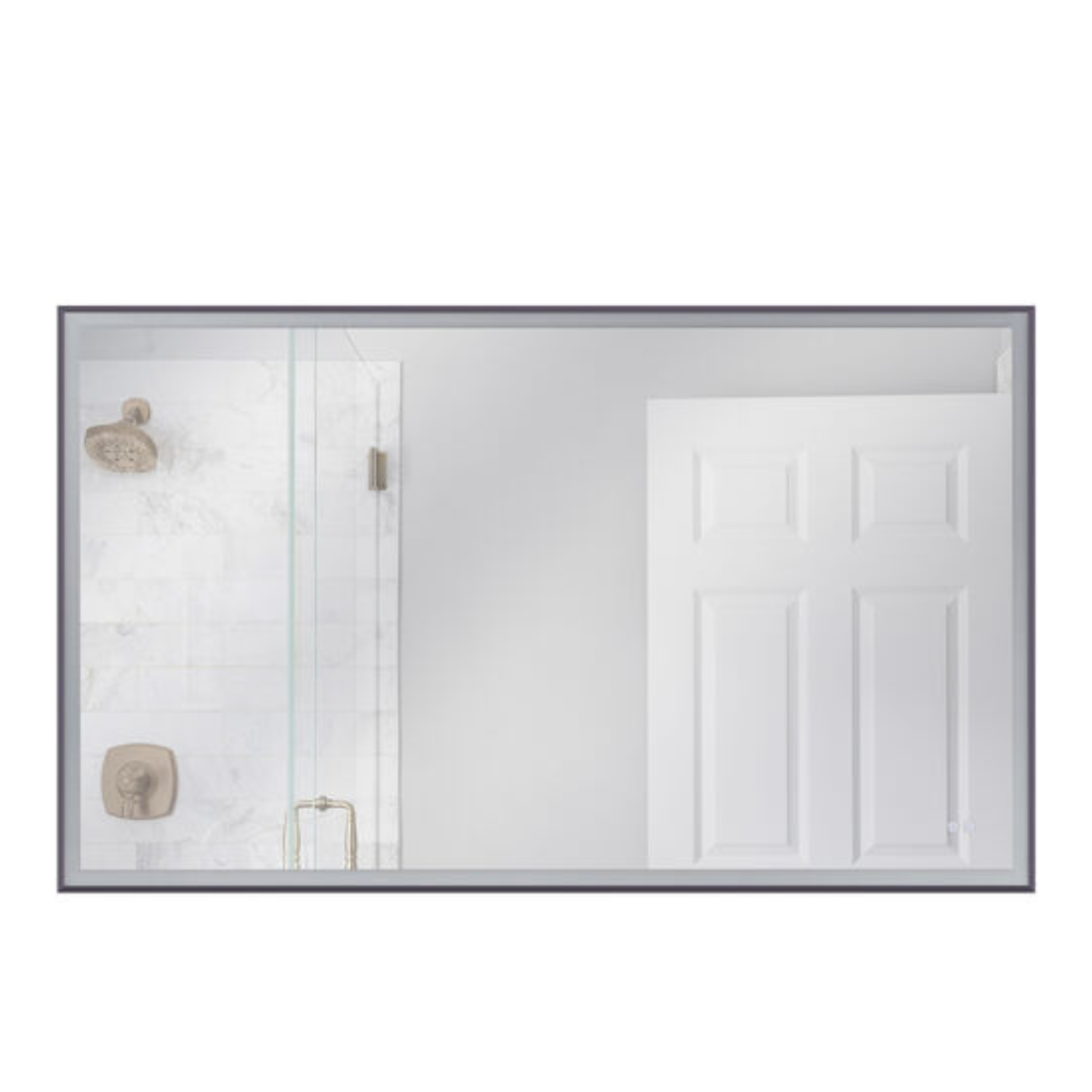 Framed 60 X 36 inch Flat Black LED Mirror, Back Lit - Orvon Lighting