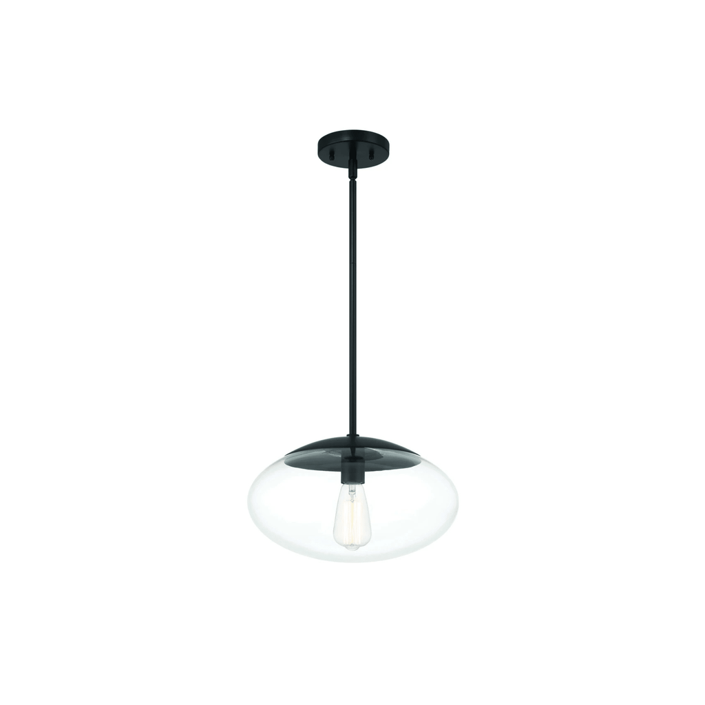 Gaze 1 Light 14 inch Flat Black Pendant Ceiling Light in Clear Glass - Orvon Lighting