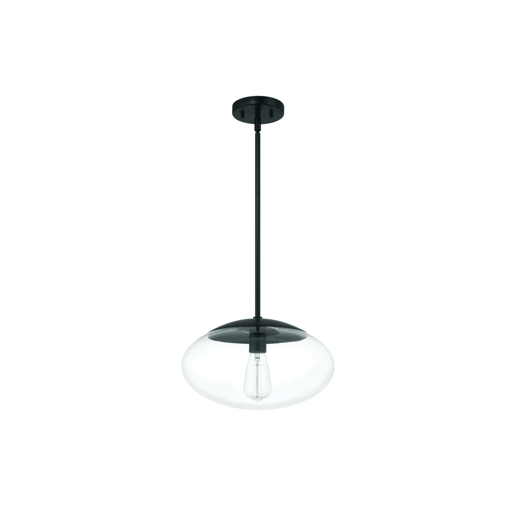 Gaze 1 Light 14 inch Flat Black Pendant Ceiling Light in Clear Glass - Orvon Lighting