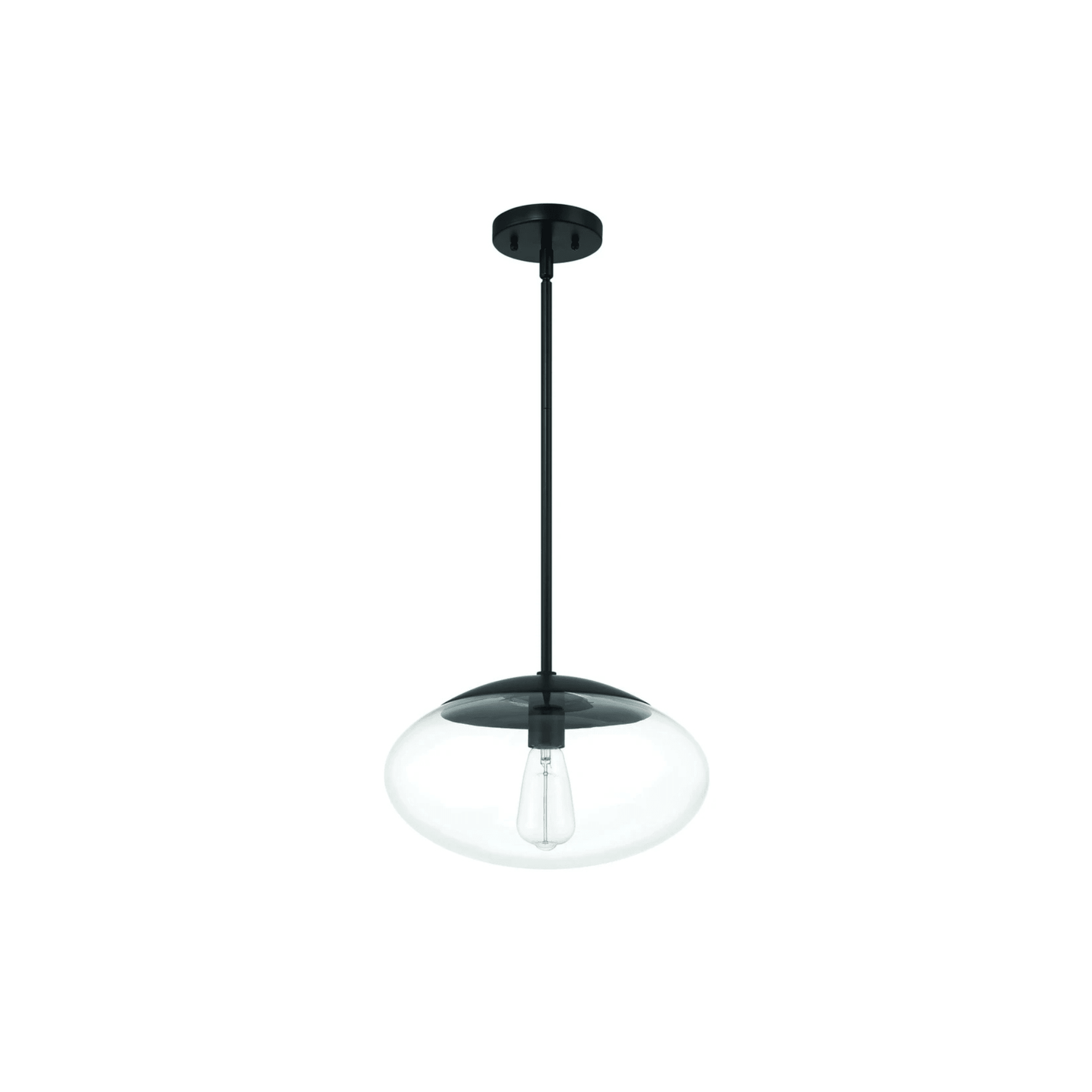 Gaze 1 Light 14 inch Flat Black Pendant Ceiling Light in Clear Glass - Orvon Lighting