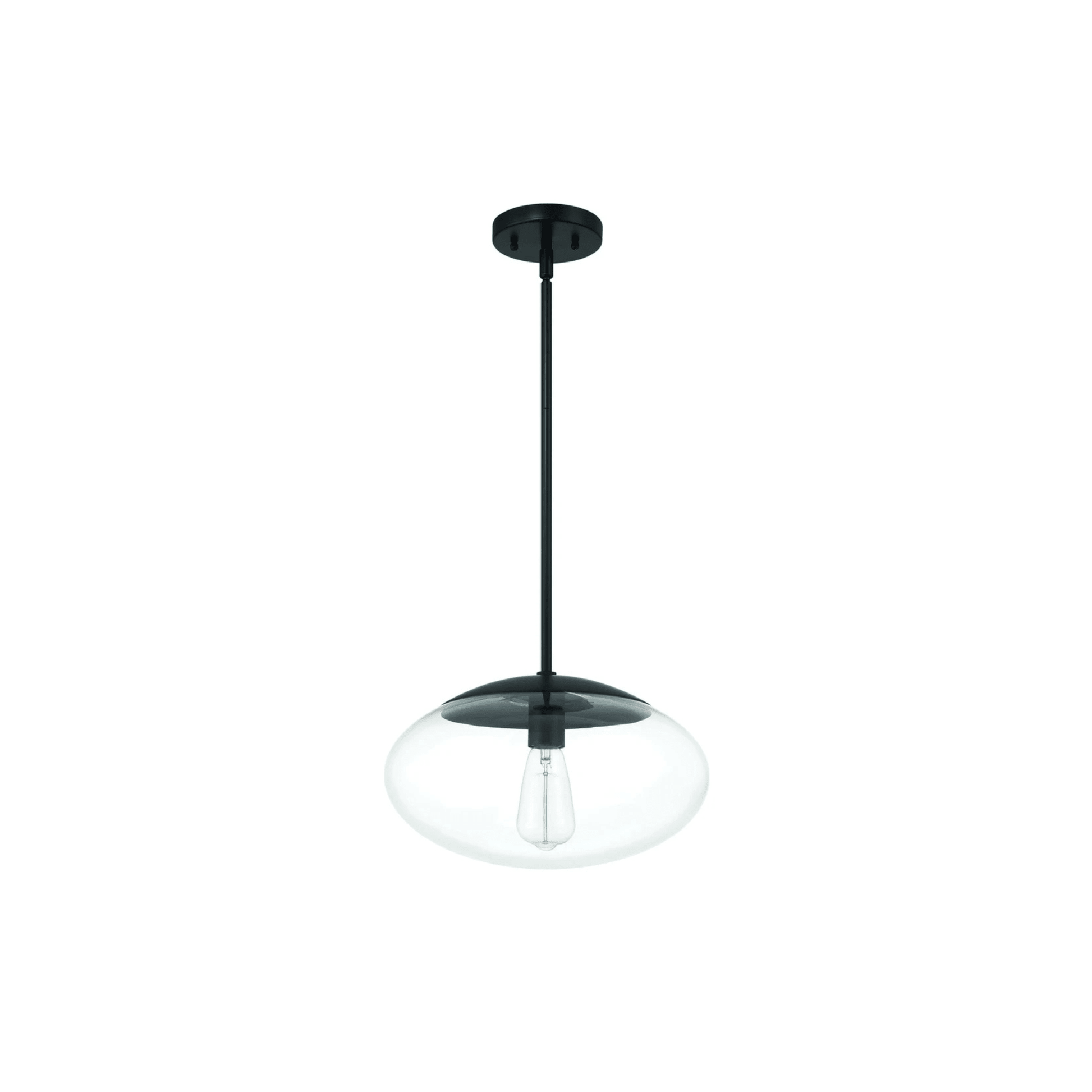 Gaze 1 Light 14 inch Flat Black Pendant Ceiling Light in Clear Glass - Orvon Lighting