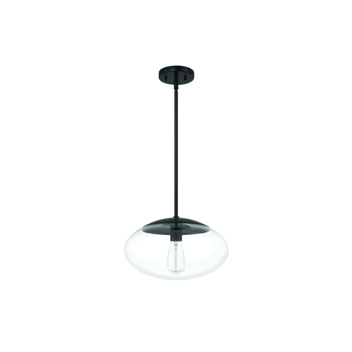 Gaze 1 Light 14 inch Flat Black Pendant Ceiling Light in Clear Glass - Orvon Lighting
