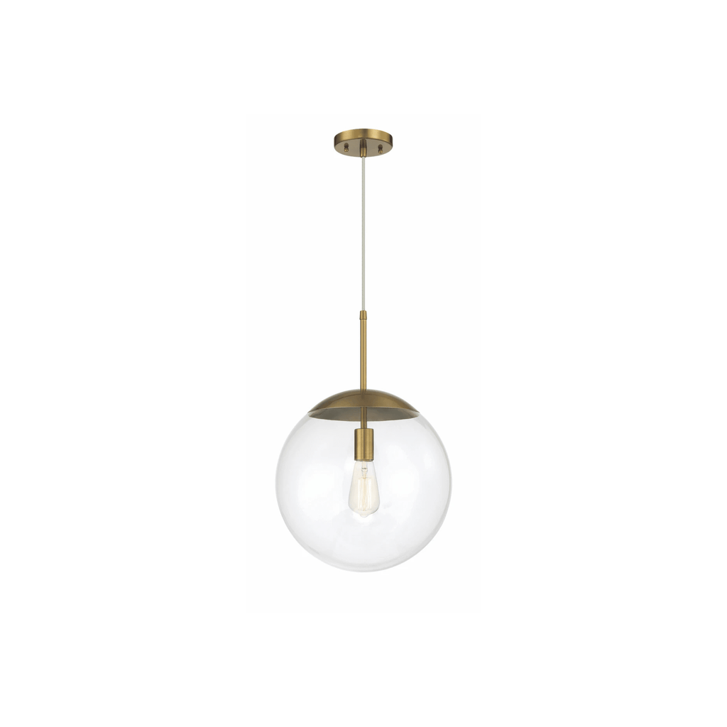 Gaze 1 Light 14 inch Satin Brass Pendant Ceiling Light in Clear Glass - Orvon Lighting