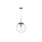Gaze 1 Light 14 inch Satin Brass Pendant Ceiling Light in Clear Glass - Orvon Lighting