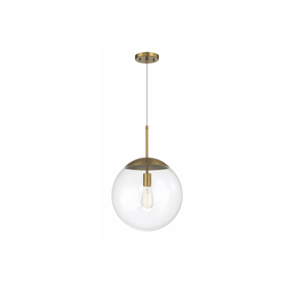 Gaze 1 Light 14 inch Satin Brass Pendant Ceiling Light in Clear Glass - Orvon Lighting