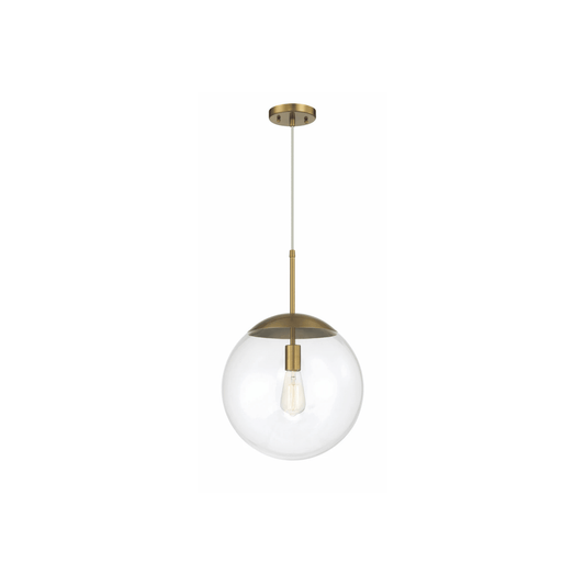 Gaze 1 Light 14 inch Satin Brass Pendant Ceiling Light in Clear Glass - Orvon Lighting