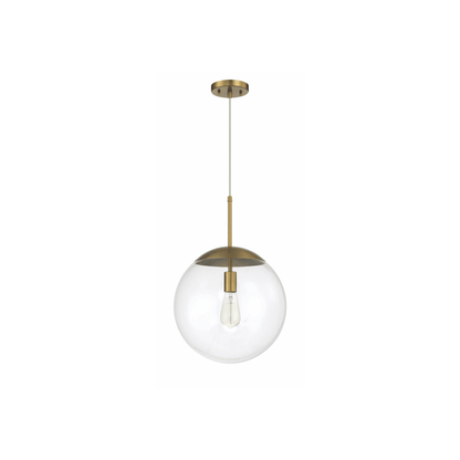 Gaze 1 Light 14 inch Satin Brass Pendant Ceiling Light in Clear Glass - Orvon Lighting