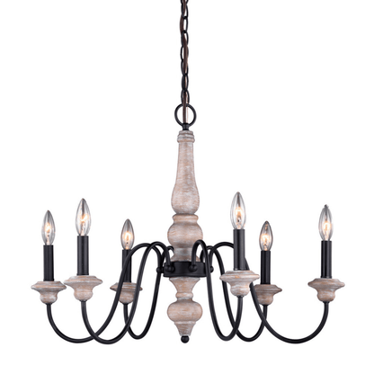 Georgetown 6L Chandelier Vintage Ash and Oil Burnished Bronze - Orvon Lighting
