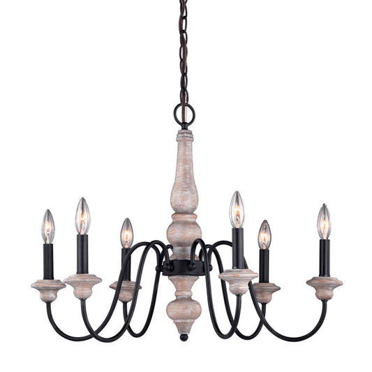 Georgetown 6L Chandelier Vintage Ash and Oil Burnished Bronze - Orvon Lighting