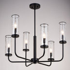 Glencoe 28 - in. 6 Light Chandelier Matte Black - Orvon Lighting