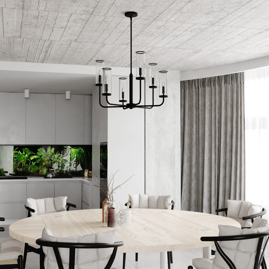 Glencoe 28 - in. 6 Light Chandelier Matte Black - Orvon Lighting