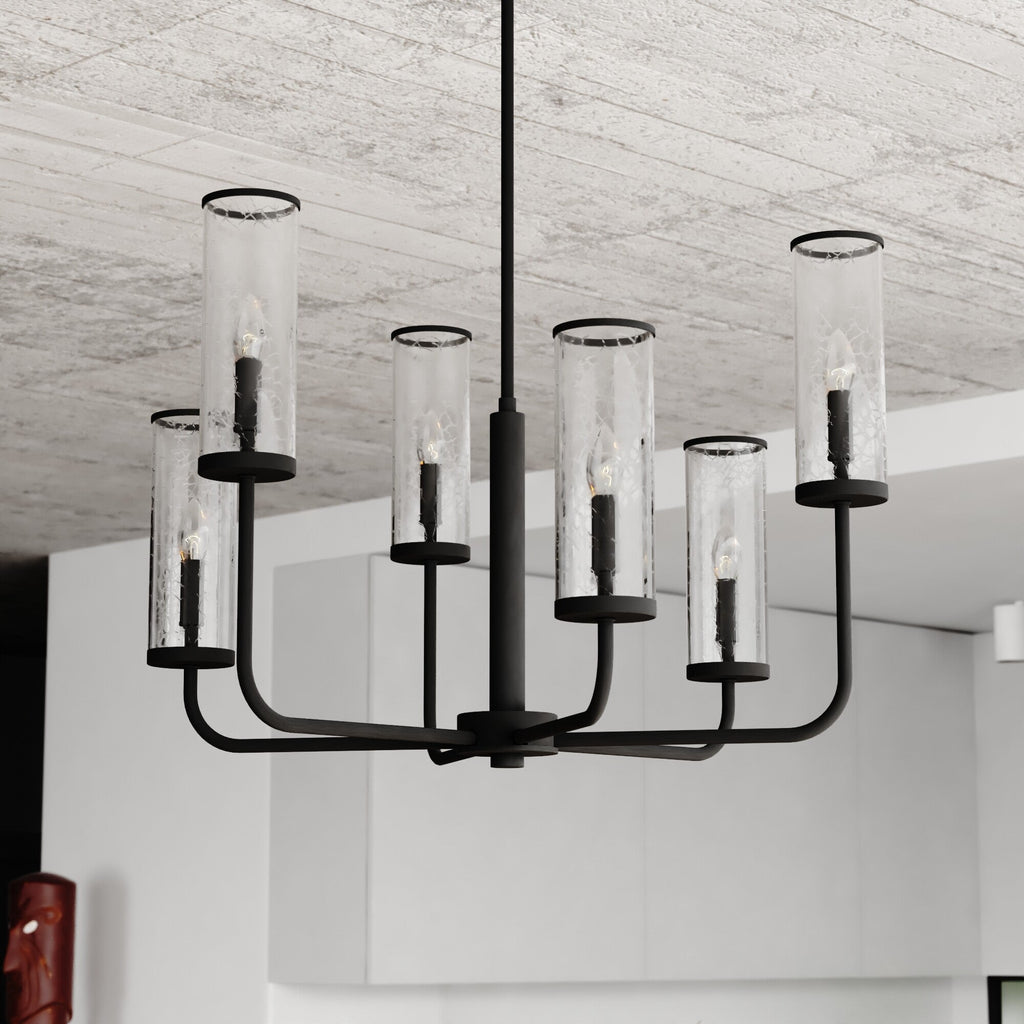 Glencoe 28 - in. 6 Light Chandelier Matte Black - Orvon Lighting