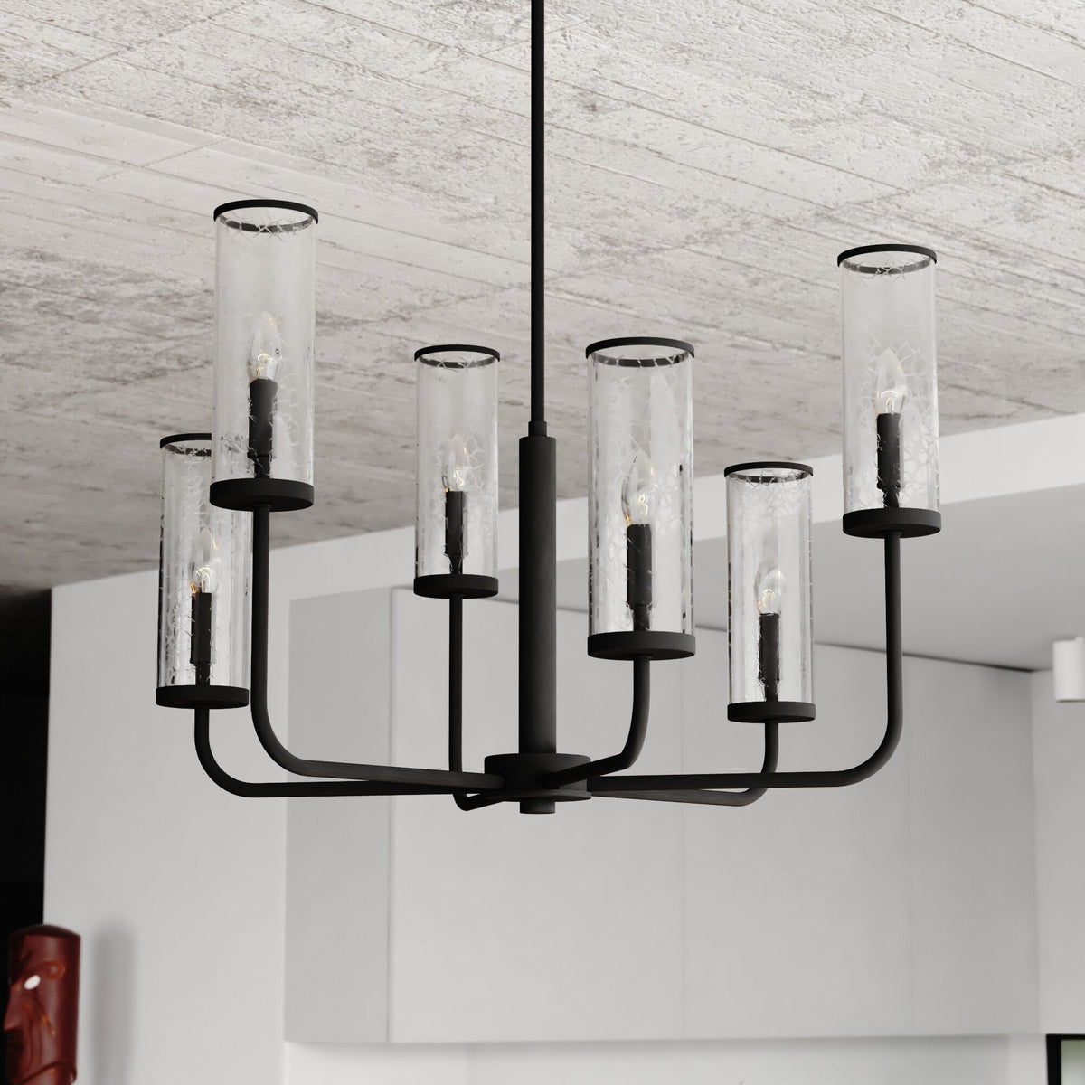Glencoe 28 - in. 6 Light Chandelier Matte Black - Orvon Lighting