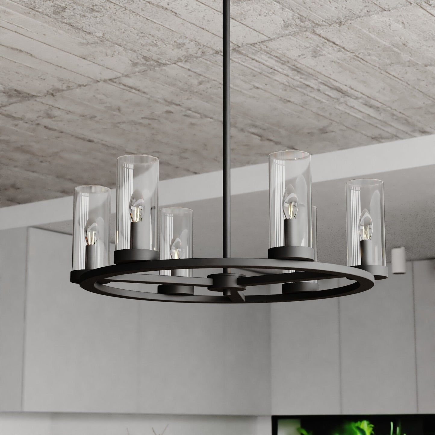 Grantley 26 - in 6 Light Indoor - Outdoor Chandelier Matte Black - Orvon Lighting