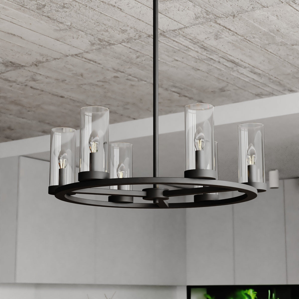 Grantley 26 - in 6 Light Indoor - Outdoor Chandelier Matte Black - Orvon Lighting