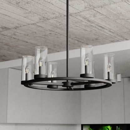 Grantley 26 - in 6 Light Indoor - Outdoor Chandelier Matte Black - Orvon Lighting