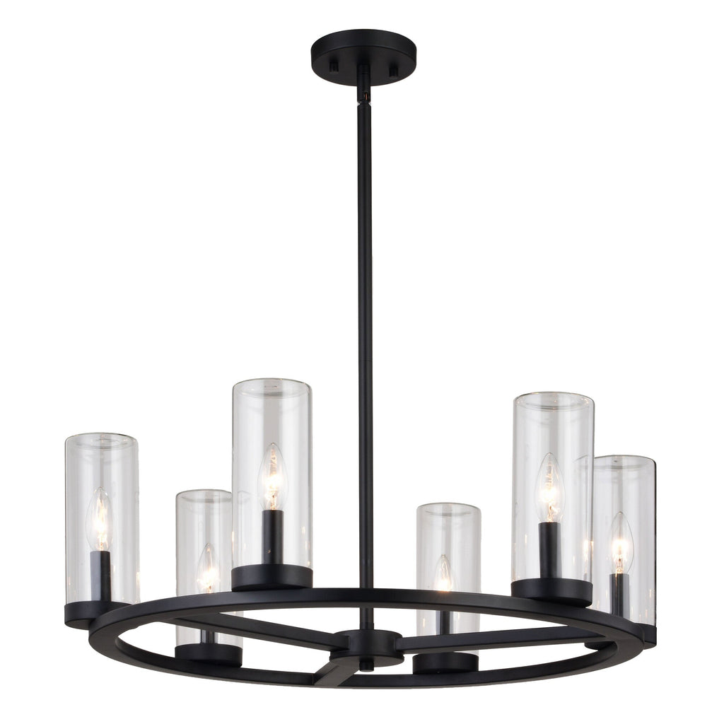 Grantley 26 - in 6 Light Indoor - Outdoor Chandelier Matte Black - Orvon Lighting