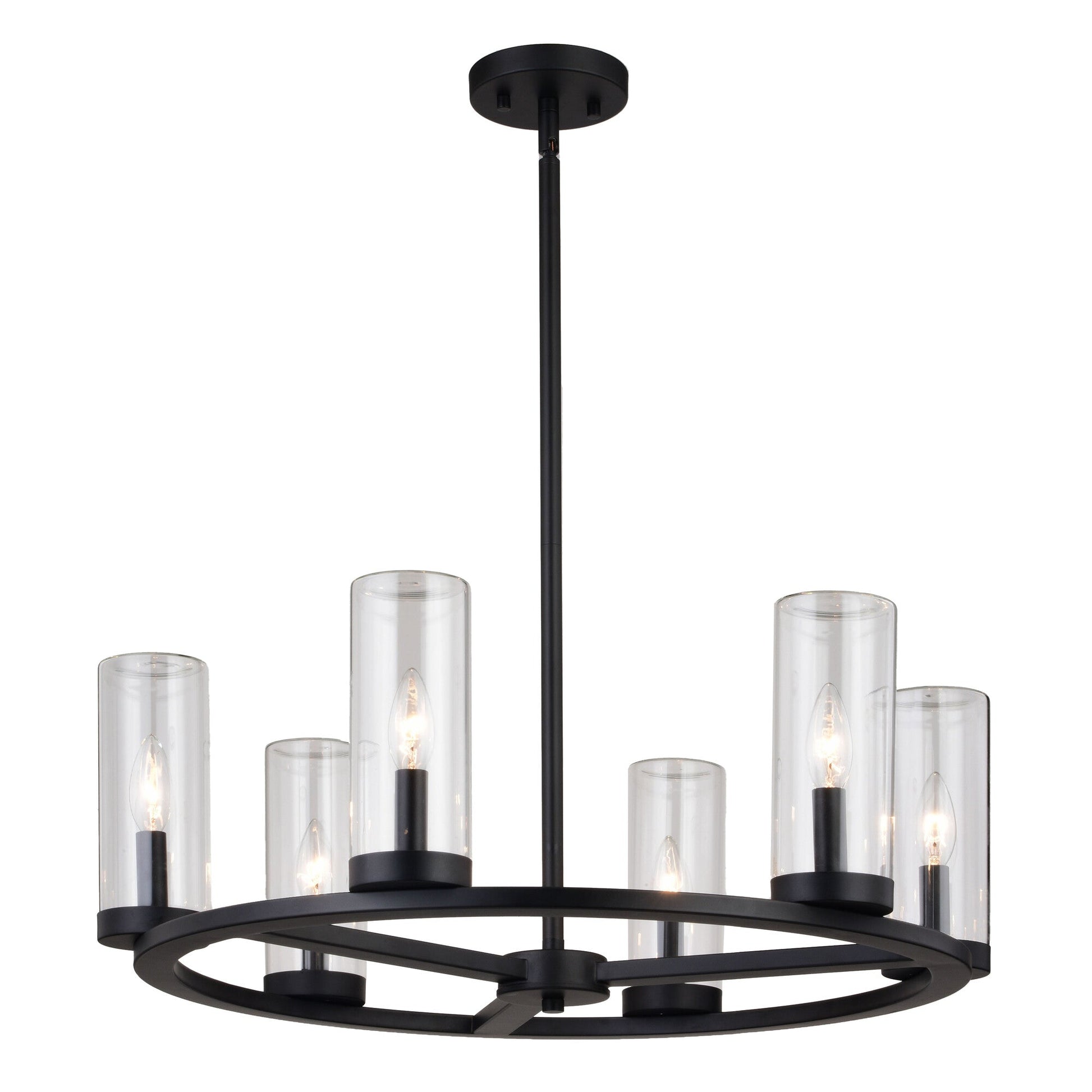 Grantley 26 - in 6 Light Indoor - Outdoor Chandelier Matte Black - Orvon Lighting
