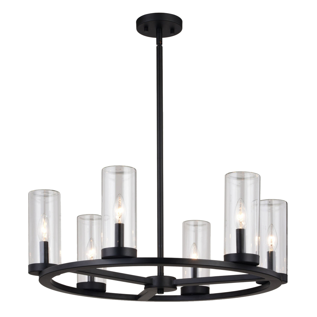 Grantley 26 - in 6 Light Indoor - Outdoor Chandelier Matte Black - Orvon Lighting