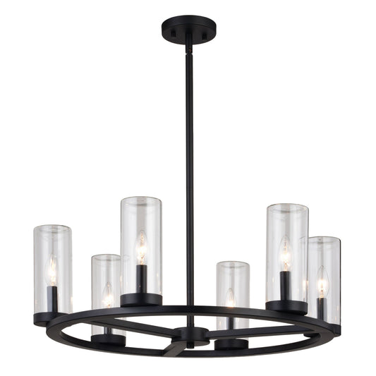 Grantley 26 - in 6 Light Indoor - Outdoor Chandelier Matte Black - Orvon Lighting