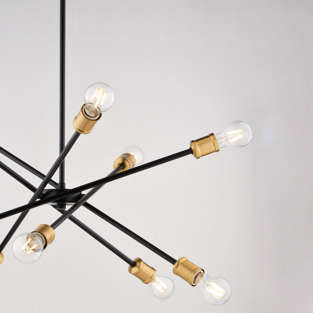 Gresham 32 - in. 10 Light Chandelier Antique Gold with Matte Black - Orvon Lighting