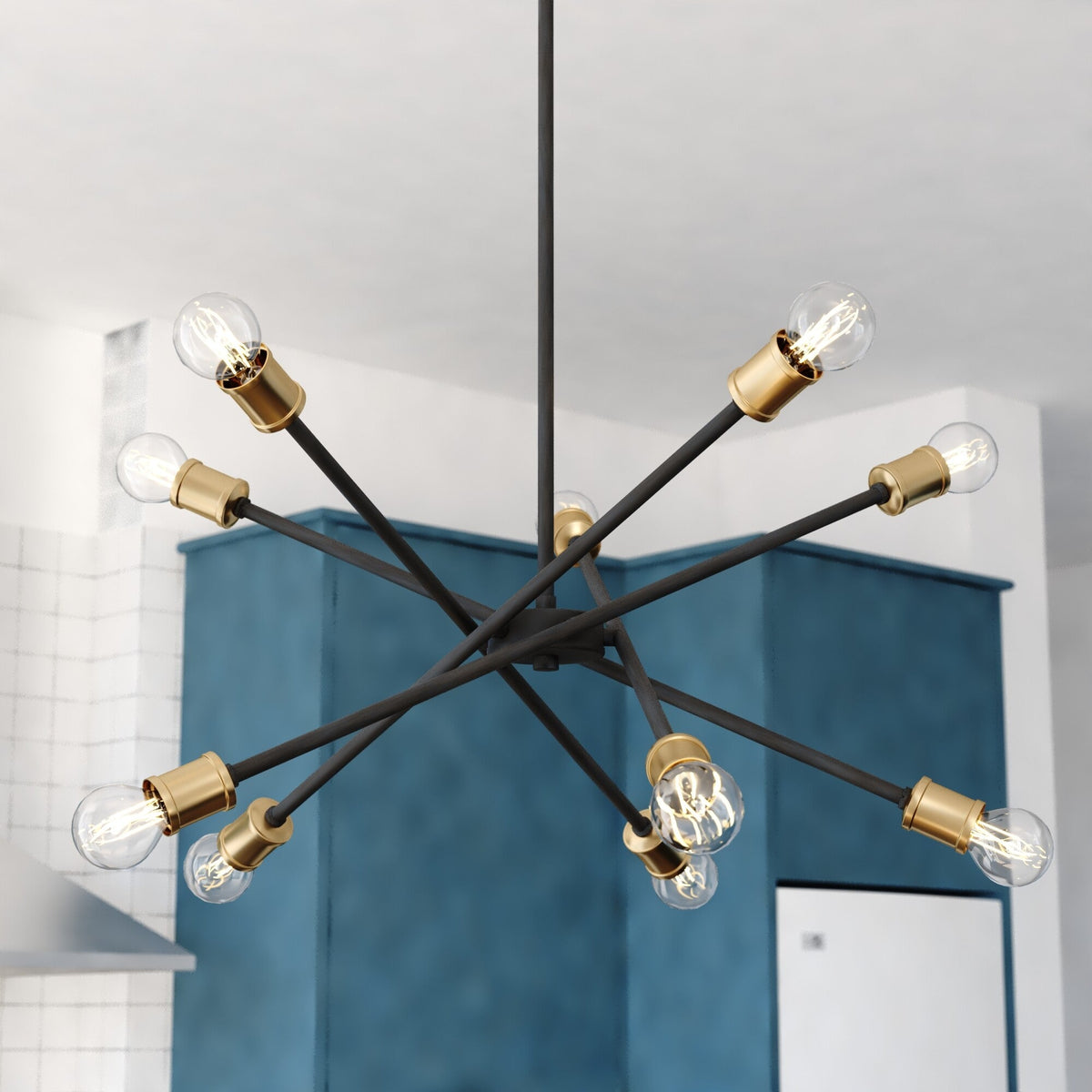Gresham 32 - in. 10 Light Chandelier Antique Gold with Matte Black - Orvon Lighting