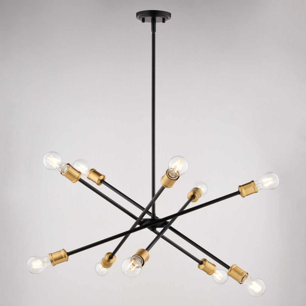 Gresham 32 - in. 10 Light Chandelier Antique Gold with Matte Black - Orvon Lighting