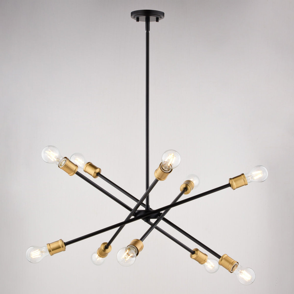 Gresham 32 - in. 10 Light Chandelier Antique Gold with Matte Black - Orvon Lighting