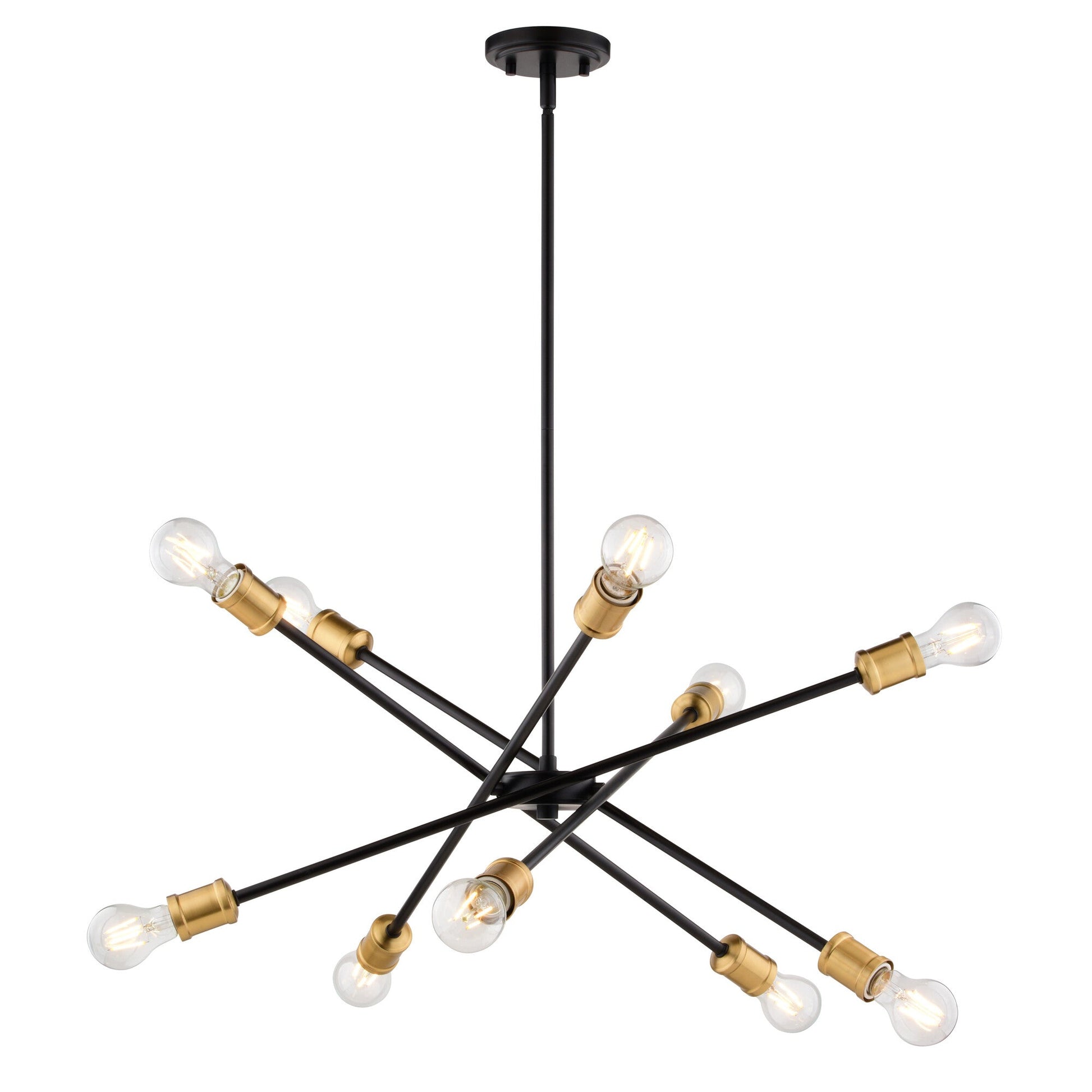 Gresham 32 - in. 10 Light Chandelier Antique Gold with Matte Black - Orvon Lighting