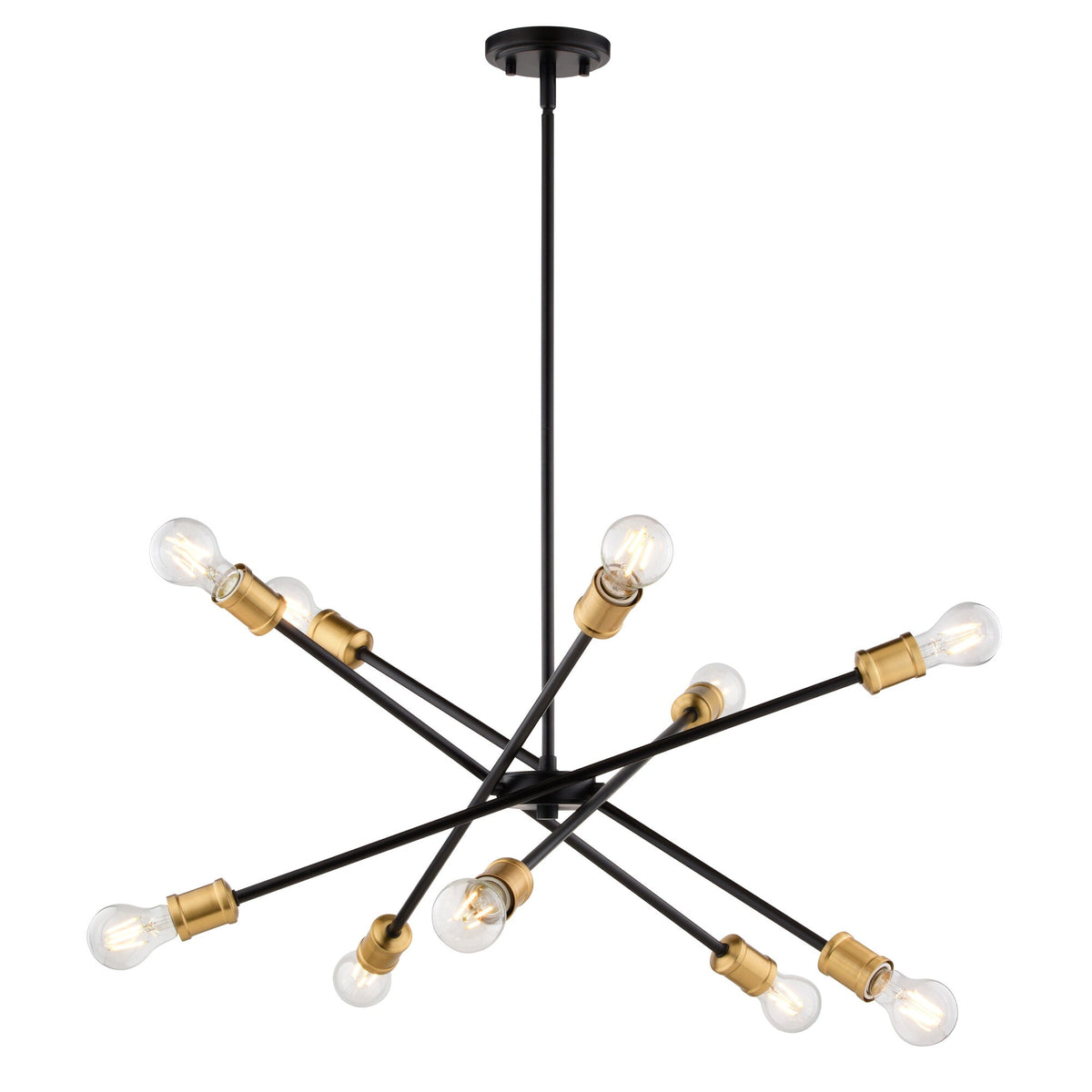 Gresham 32 - in. 10 Light Chandelier Antique Gold with Matte Black - Orvon Lighting
