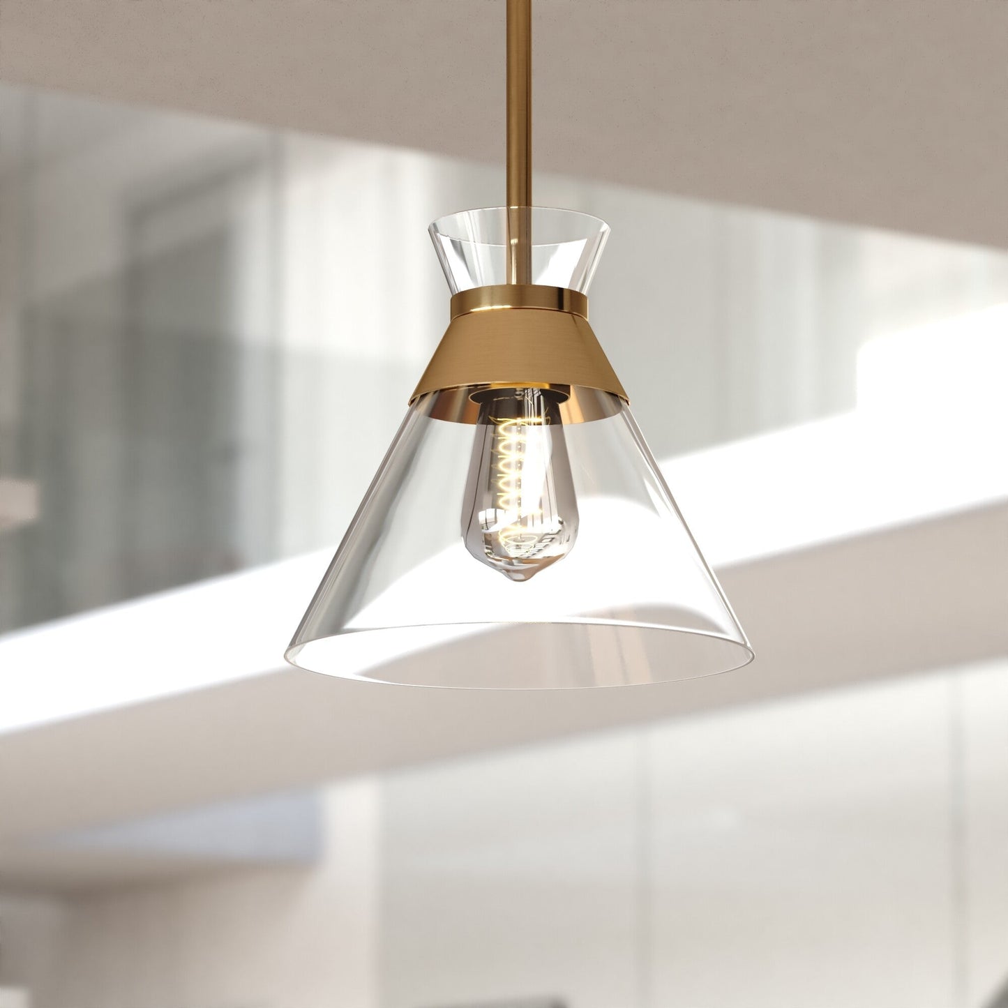 Harper 8.5 - in. 1 Light Pendant Natural Brass - Orvon Lighting