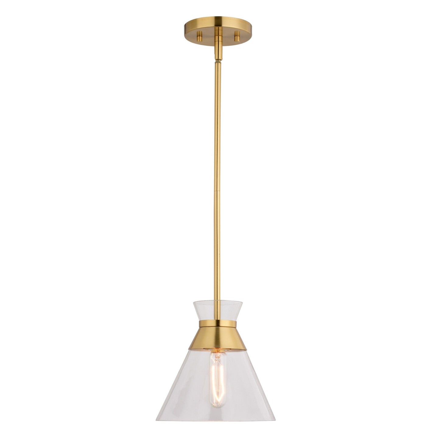 Harper 8.5 - in. 1 Light Pendant Natural Brass - Orvon Lighting