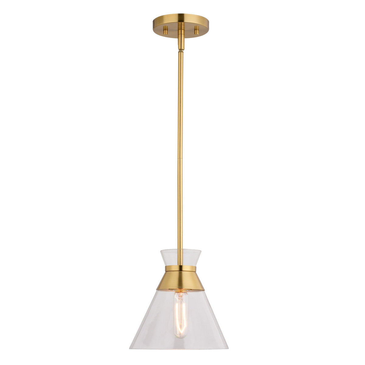 Harper 8.5 - in. 1 Light Pendant Natural Brass - Orvon Lighting