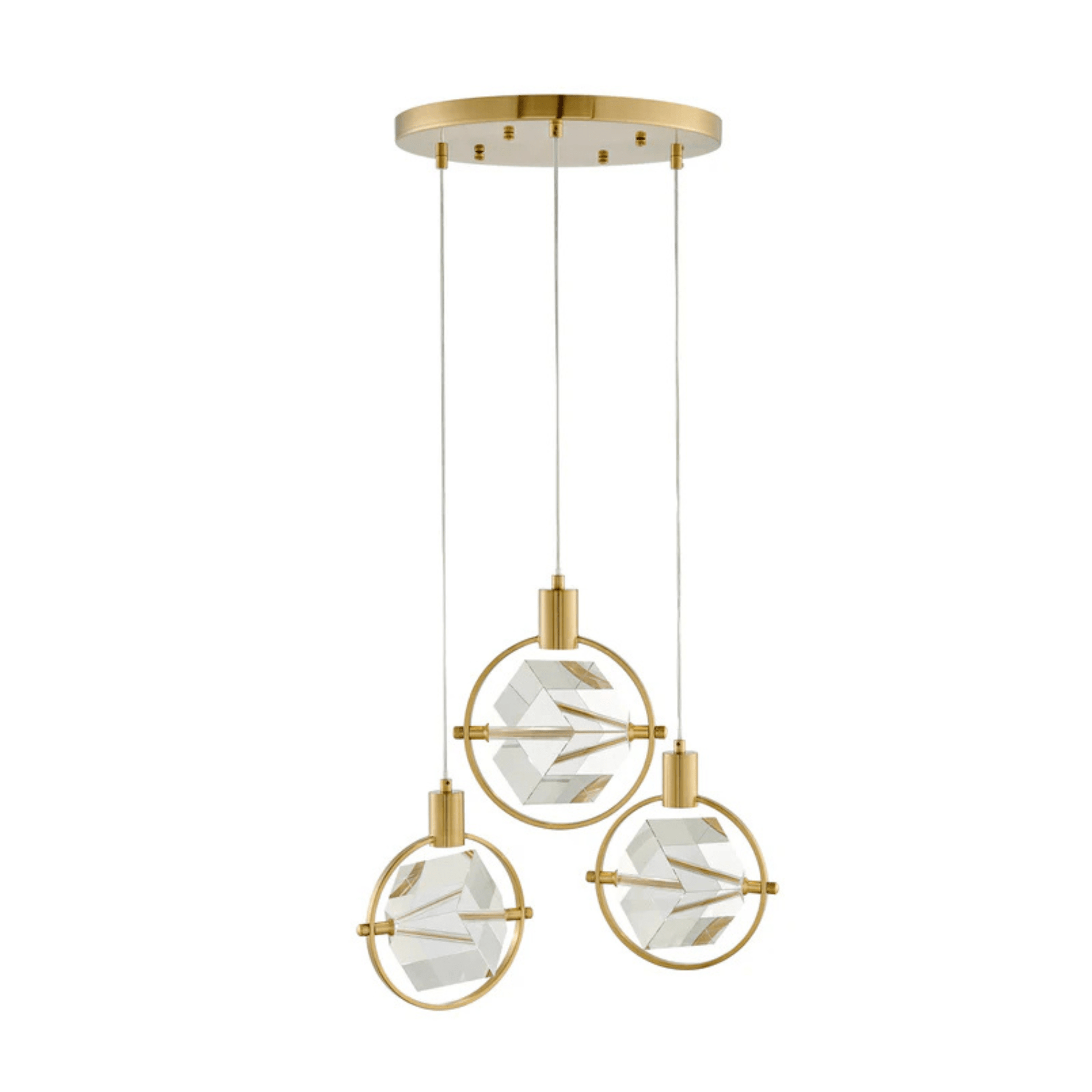 Hollywood Cube 3 Light Pendant Gold - Orvon Lighting