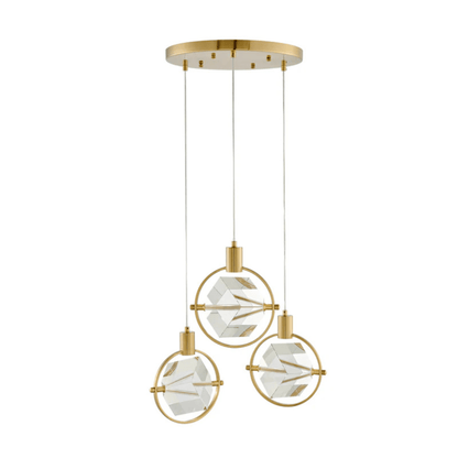 Hollywood Cube 3 Light Pendant Gold - Orvon Lighting