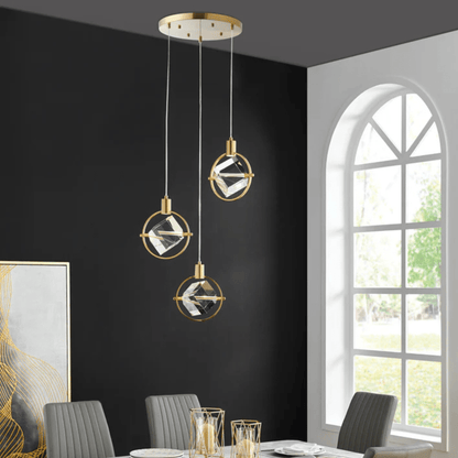 Hollywood Cube 3 Light Pendant Gold - Orvon Lighting