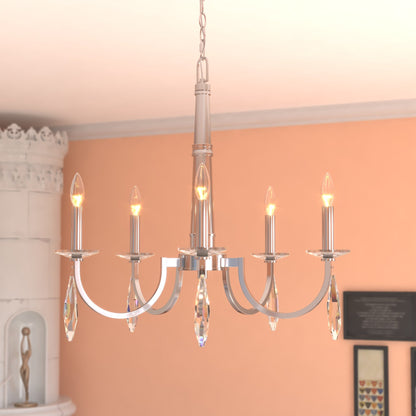 Hoyne 5 Light Chandelier Polished Nickel - Orvon Lighting