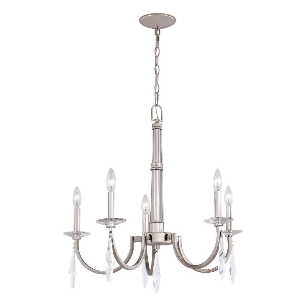 Hoyne 5 Light Chandelier Polished Nickel - Orvon Lighting