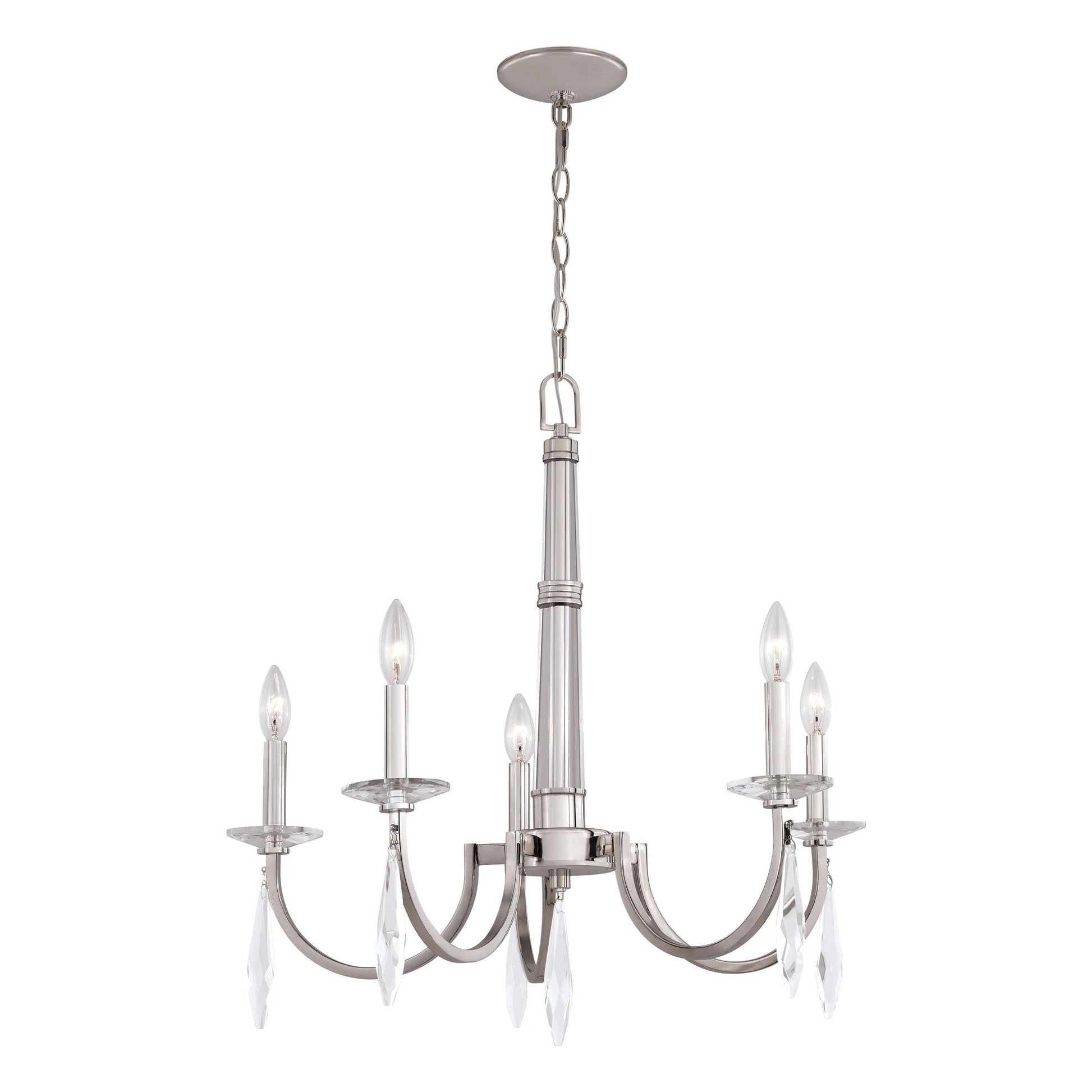 Hoyne 5 Light Chandelier Polished Nickel - Orvon Lighting