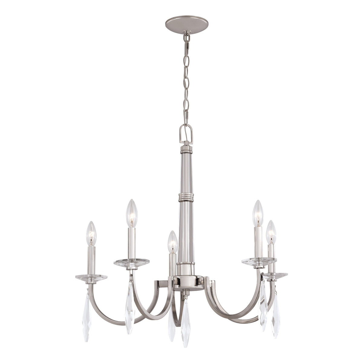 Hoyne 5 Light Chandelier Polished Nickel - Orvon Lighting