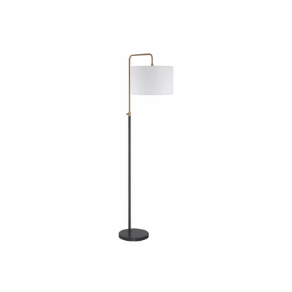 Ingraham 1 Light Floor Lamp in Flat Black/Satin Brass - Orvon Lighting